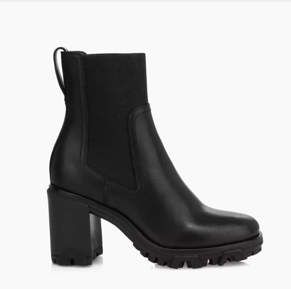 Rag&Bone Shiloh Black Grain Leather Platform Heel Boots size 11IS EUR41